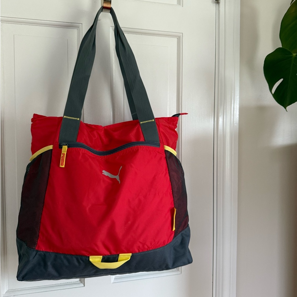 Puma Red and Gray Gym Bag